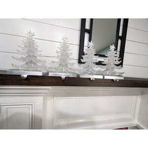 4 Christmas Tree Light Up Stocking Holders Heavy Weight Holiday Decor